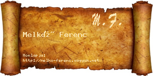 Melkó Ferenc névjegykártya